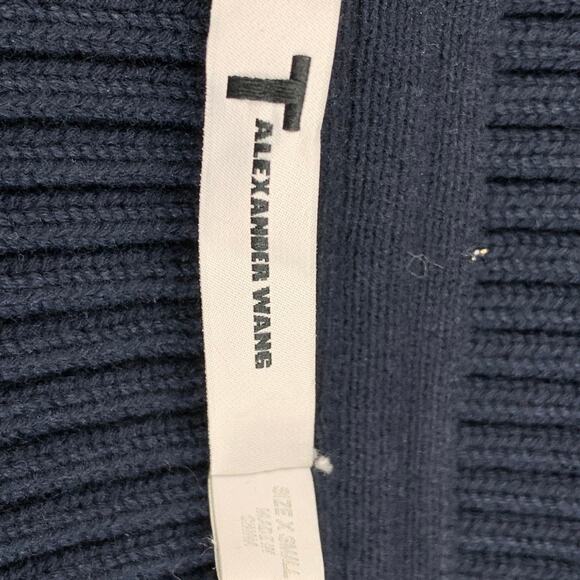 ALEXANDER WANG Size XS Navy Cotton Blend Ribbed Pullover - Picture 6 of 6